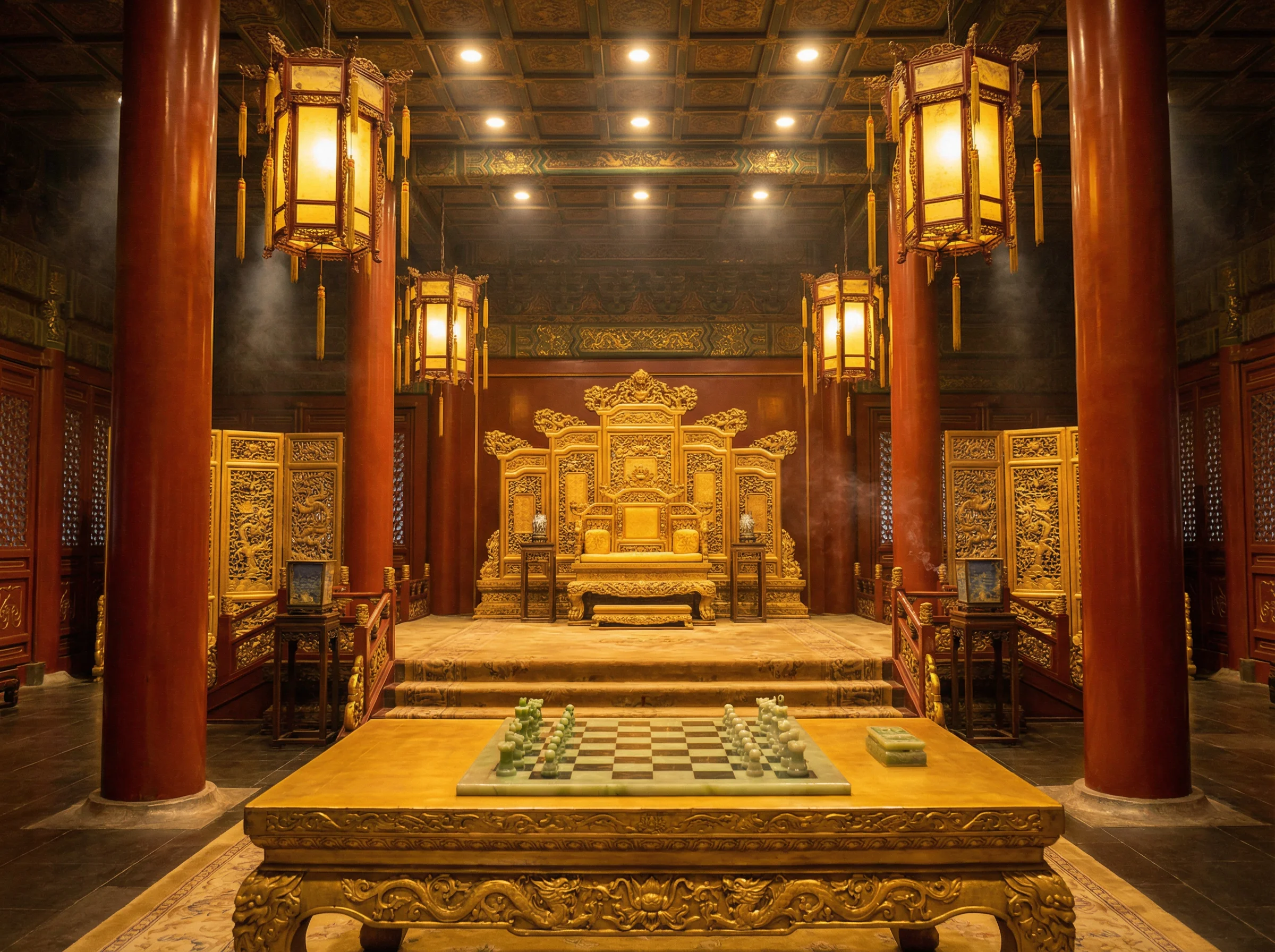 紫禁城金銮殿内景与棋盘 - 斗地主wangzhi官网 帝王弈道